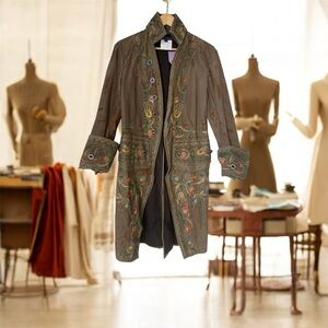 Ralph Lauren Purple Collection Dark Green and Brown Austine Coat